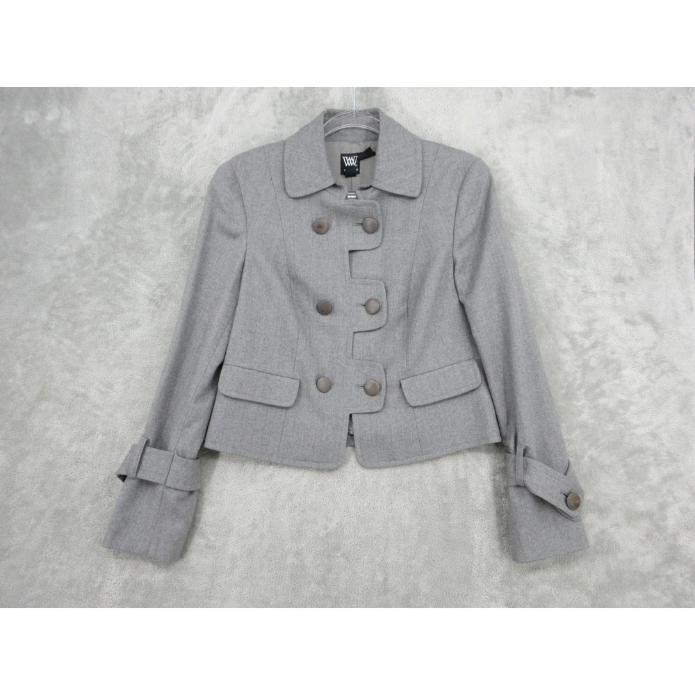 Worth NY Jacket Womens Size 10 Wool Blend Double Breasted Quiet Luxury Office